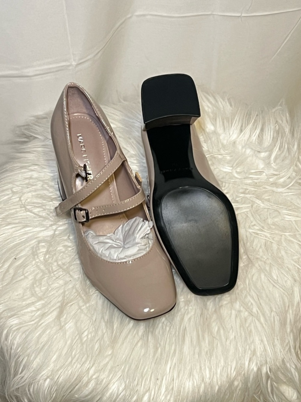 MARC FISHER Pumps Mary Jane Heels Charisy Double Straps Taupe Women Shoe Sz 7M - Picture 3 of 5